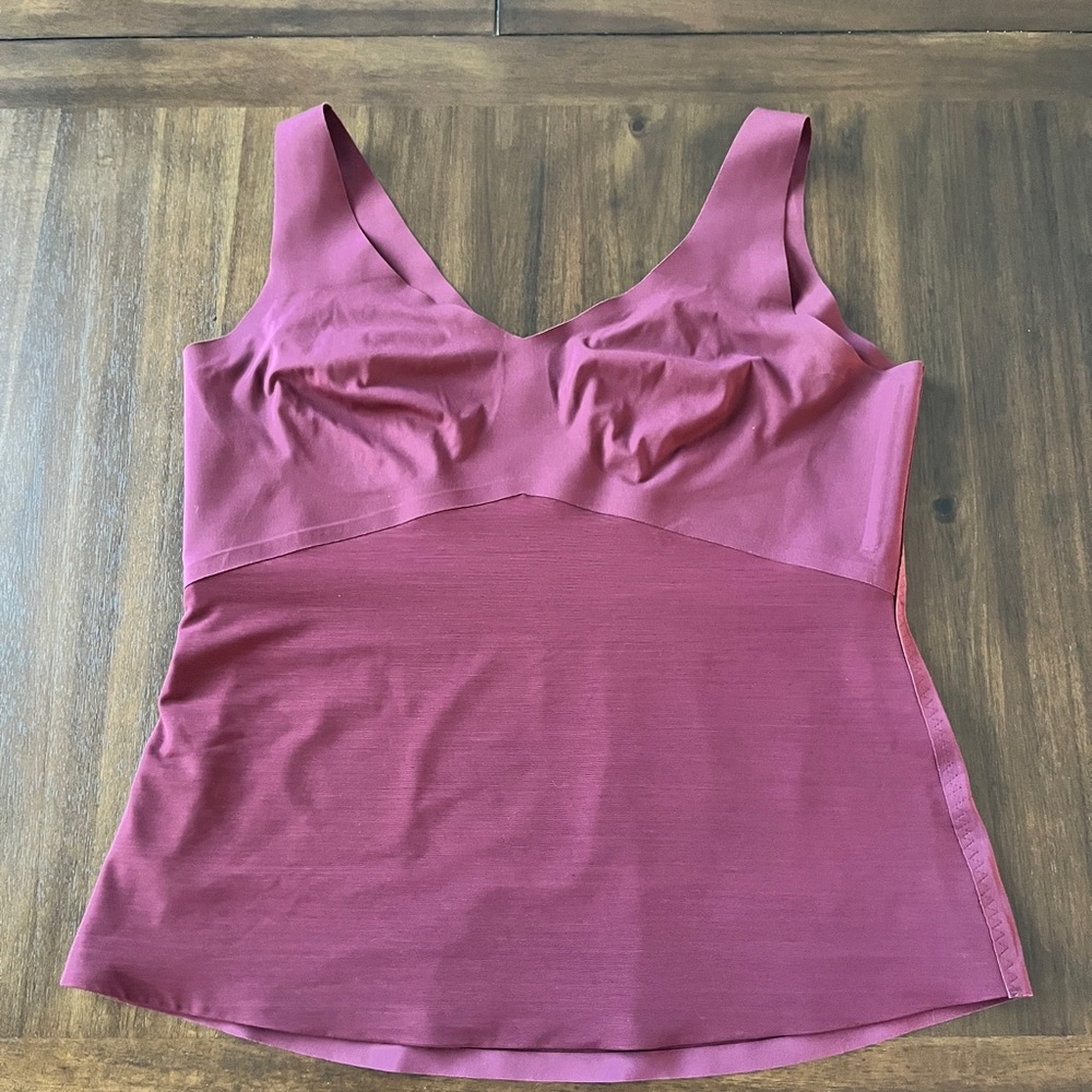 Honeylove Liftwear Tank 1X Fig Burgundy Shapewear Wireless Built-in Bra